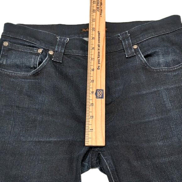 Nudie Jeans Thin Finn Mens 32x32 Measure 31x29.5 Dark Ultra Indigo Coated Italy - Picture 14 of 16